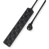 ACT Connectivity Stekkerdoos 6x, kabellengte 3 meter stekkerdoos Zwart