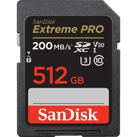 SanDisk Extreme PRO SDXC 512 GB geheugenkaart Zwart, UHS-I, Class 10, U3, V30