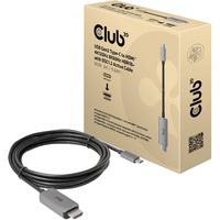 Club 3D USB Gen2 Type-C naar HDMI kabel Zwart, 3 meter, 4K120Hz, 8K60Hz, HDR10