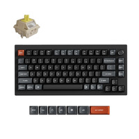 Keychron V1 Ultra 8K Wireless Custom Mechanical Keyboard, toetsenbord Zwart, US lay-out, Keychron Silk POM Banana, 75%, RGB, Hot swap, 2.4 GHz / Bluetooth 5.3 / USB-C