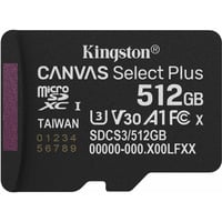 Kingston Canvas Select Plus 512 GB MicroSDXC geheugenkaart Zwart, UHS-I U3, Class 10, V30