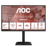 AOC 27E4U 27" monitor Zwart, 120 Hz, VGA, HDMI, DisplayPort, Audio, USB