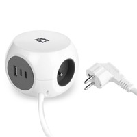 ACT Connectivity Stekkerdoos kubus met 3 stopcontacten, 30W Power Delivery USB-C/A poorten, kabellengte 1,5m stekkerdoos Wit, Type E