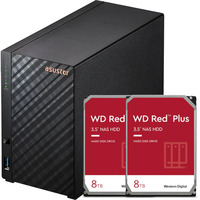 Asustor Drivestor 2 Gen2 (AS1202T) incl. 2x Red Plus 8 TB nas Zwart, LAN, USB