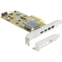 DeLOCK PCI Express x4 Card to 2 x external USB Type-C 40 Gbps (DP Alt Mode) female interface kaart Low Profile Form Factor