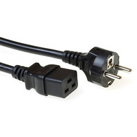 ACT Connectivity Netsnoer Schuko CEE 7/7 male (recht) - C19 IEC 60320 kabel Zwart, 3 meter