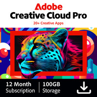 Adobe Creative Cloud Pro software 12 maanden/1 apparaat, Meertalig, 100 GB Cloudopslag