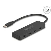 DeLOCK USB 10 Gbps USB Type-C Hub + 4x USB Type-C usb-hub Zwart