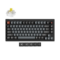 Keychron V1W-D4 8K QMK Wired Custom Mechanical Keyboard Zwart, US lay-out (QWERTY), Keychron Super Banana, 75%, RGB leds, Double-shot PBT, hot swap, 8K, Knop