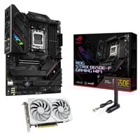 ALTERNATE Upgrade Kit ROG Strix B650E-F Gaming WiFi + Dual RX 9060 XT White Edition Zwart, Moederbord, Grafische kaart