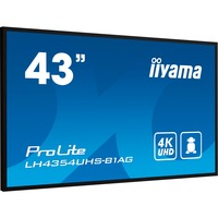 iiyama ProLite LH4354UHS-B1AG 43" 4K Ultra HD Public Display Zwart, 4K UHD, VGA, DVI, HDMI, DisplayPort, Audio, LAN, WiFi, USB