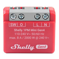 Shelly 1PM Mini Gen4 relais Rood, Bluetooth 4.2, Wi-Fi