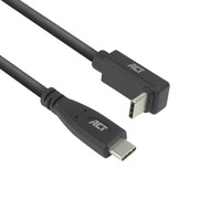 ACT Connectivity USB 3.2 USB-C (recht) naar USB-C (omhoog/omlaag haaks) kabel Zwart, 10 Gbit/s, 60W, 1 meter