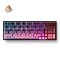MCHOSE G98 Pro Black Pink Flame Orange Wireless Tri-Mode Custom Mechanical RGB gaming toetsenbord Zwart, US lay-out (QWERTY), TTC Flame Orange, RGB, Hot swap, Side engraved PBT, draadloos | Bluetooth | USB-C