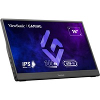 ViewSonic VX1654 draagbare gaming monitor 16" Zwart, 1x Micro HDMI, 2x USB-C, 144 Hz, 1x Micro-HDMI, USB-C, sound, 144 Hz