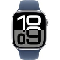 Apple Watch Series 10 smartwatch Zilver, Aluminium, 46 mm, sportbandje denim S/M