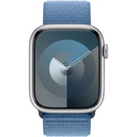 Apple Watch Series 9 smartwatch Zilver/blauw, Aluminium, 45 mm, Geweven sportbandje