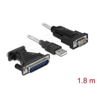 DeLOCK Adapter USB 2.0 Type-A > 1 x Serial DB9 RS-232 + Adapter DB25 1.8 meter