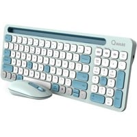 Qware Florence Draadloze Combo desktopset Lichtgroen, EU lay-out (QWERTY), Scissor switches, 80% (TKL), 1200 DPI, 2,4 GHz USB | Bluetooth