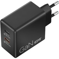 Lenovo 65W Dual USB-C GaN oplader Zwart, 2x USB-C, Power Delivery