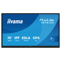 iiyama Prolite TE7513A-B2AG 75" 4K Ultra HD Public Display Zwart, HDMI, DisplayPort, Audio, LAN, USB, WiFi-6E, Bluetooth 5.0, Android, Touch