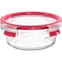 Emsa Clip & Close Glazen vershoudbakje, 0,6 L doos Transparant/rood, rond