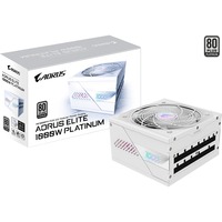 GIGABYTE AORUS ELITE GP-AE1000PM PG5 ICE, 1000 Watt voeding  Wit, 6x PCIe, 1x 12VHPWR, Kabelmanagement