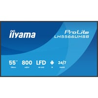 iiyama ProLite LH5566UHSB-B1AG 55" 4K Ultra HD Public Display Zwart, HDMI, USB-C, LAN, WiFi, Audio, Android