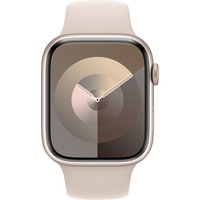 Apple Watch Series 9 smartwatch Sterrenlicht, Aluminium, 45 mm, Sportbandje (S/M)