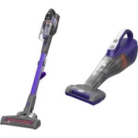 BLACK+DECKER 18V 4IN1 PowerSeries Extreme PET steelstofzuiger + 12V PET Kruimeldief met dierenborstel Bundel Grijs/paars