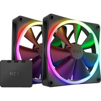 NZXT F140 RGB DUO case fan Zwart, 2 stuks, Incl. RGB controller