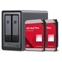 UGREEN DXP2800 incl. 2x WD Red Plus 4 TB harde schijf nas Grijs, 2,5GbE, HDMI, USB-C