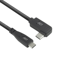 ACT Connectivity USB 3.2 USB-C (recht) naar USB-C (links/rechts haaks) kabel Zwart, 10 Gbit/s, 60W, 0,5 meter