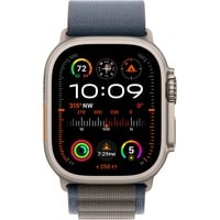 Apple Watch Ultra 2 smartwatch Blauw/zwart, Titanium, 49 mm, Alpine-bandje (Small), GPS + Cellular