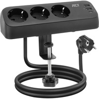 ACT Connectivity Stekkerdoos met 3 type-F stopcontacten Zwart, 3x stekker, 1x USB-C, 2x USB-A, 30W Power Delivery, USB Type-C/A poorten