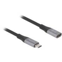 DeLOCK USB-C verlengkabel 40 Gbps, PD 3.1, 240 W, 2 meter Zwart/grijs