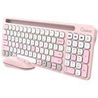 Qware Florence Draadloze Combo desktopset Roze, EU lay-out (QWERTY), Scissor switches, 80% (TKL), 1200 DPI, 2,4 GHz USB | Bluetooth