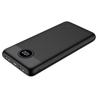 VEGER L10S 10000 mAh powerbank met digitaal display Zwart, PD 20W, QC 3.0, 2A, USB-A, USB-C, Micro-USB
