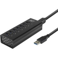 ACT Connectivity USB Hub 7 Port met stroomadapter usb-hub Zwart