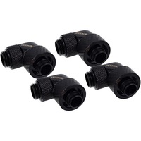 Alphacool Eiszapfen 16/10mm screw-on nozzle 90° rotatable G1/4 verbinding Zwart, 4 stuks
