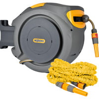 Hozelock Auto Reel Wandslangbox 25 meter + Superhoze 7.5 meter slanghaspel Grijs/geel
