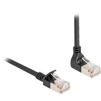 DeLOCK RJ45 Network Cable Cat.6A S/FTP Slim 90° upwards angled / straight 1 m kabel Zwart