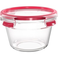 Emsa Clip & Close Glazen vershoudbakje, 0,9 L doos Transparant/rood, rond