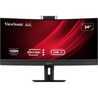 ViewSonic VG3457CV Curved Video Conferencing Docking Monitor 34" UltraWide Zwart, 2x HDMI, 1x DisplayPort, USB-C, USB-A, LAN, 100 Hz, 1500R