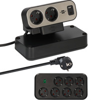 Brennenstuhl estilo Duplex stekkerdoos met schakelaar en overspanningsbeveiliging Zwart/zilver, 9x stekker, 1x USB-C, 1x USB-A, 1x USB C, 1x USB A