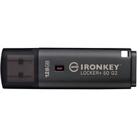 Kingston IronKey Locker+ 50 G2 USB Flash Drive 128 GB usb-stick Antraciet, USB-A 3.2 Gen 1
