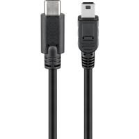 goobay USB-C 2.0 naar Mini USB-B 2.0 adapter Zwart, 50cm