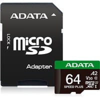 ADATA SPEED PLUS microSDXC 64 GB geheugenkaart UHS-I U3, Class 10, V30, A2