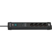 Brennenstuhl Premium-Line stekkerdoos 4-voudig stekkerdoos Zwart, 1,8 meter, 60.000A overspanningsbeveiliging