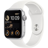 Apple Watch SE smartwatch Zilver, 44mm, Wit sportbandje, Aluminium, GPS